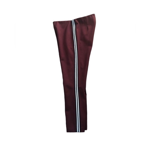 Rag & Bone Simone Cropped Ponte Pant Size 4 Burgundy Track Side Stripes Back Zip - Picture 1 of 7